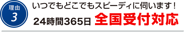 24時間365日 日本全国受付対応