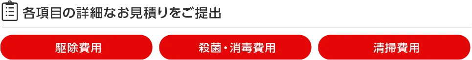 駆除費用、殺菌・消毒費用、清掃費用