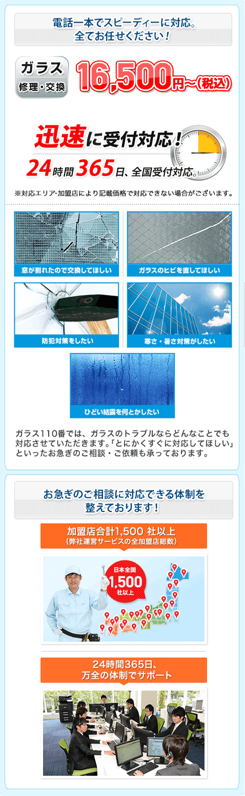 電話一本でスビーディーに対応。全てお任せください！