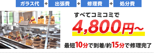 ディスプレイの修理・交換 ガラス代+出張費+修理費+処分費 すべてコミコミ 最短10分で到着/約15分で修理完了