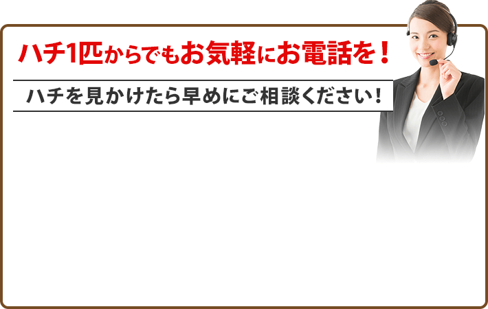 ハチ1匹からでもお気軽にお電話を!