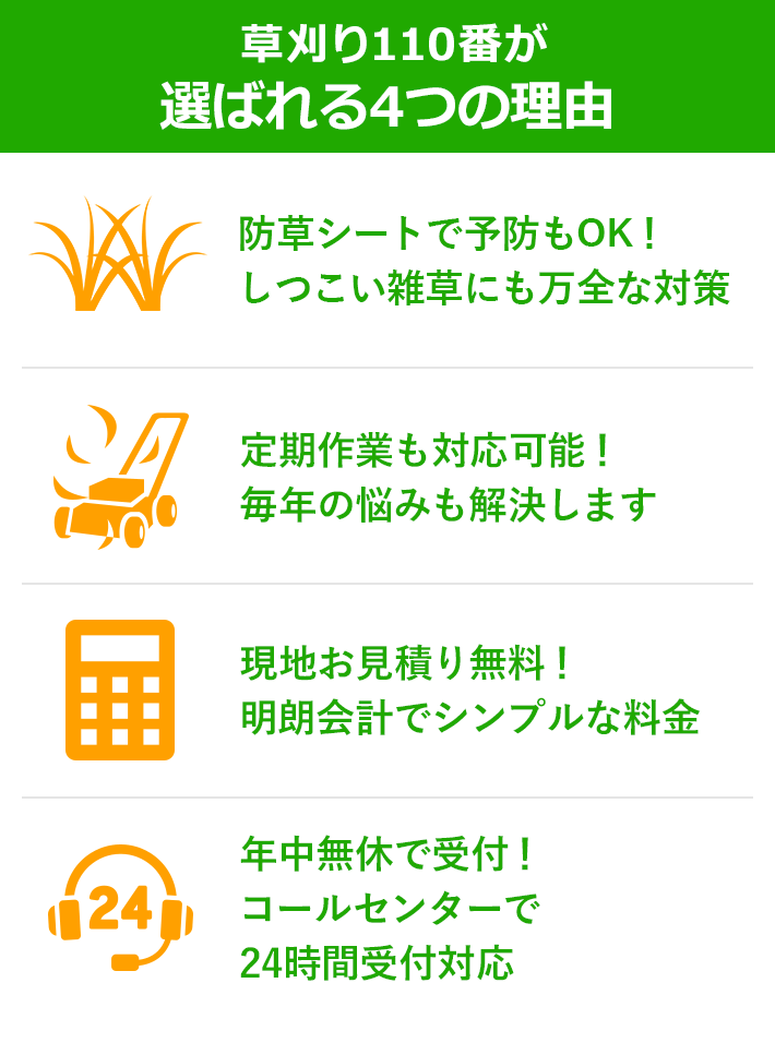草刈り110番が選ばれる４つの理由